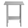 VEVOR roestvrijstalen tafel voor de horeca, 762 x 610 x 894 mm, verstelbare roestvrijstalen tafel met opstaande rand, werktafel met onderblad voor restaurants, zwaar uitgevoerd, bovenblad (204 kg), onderblad (168 kg)