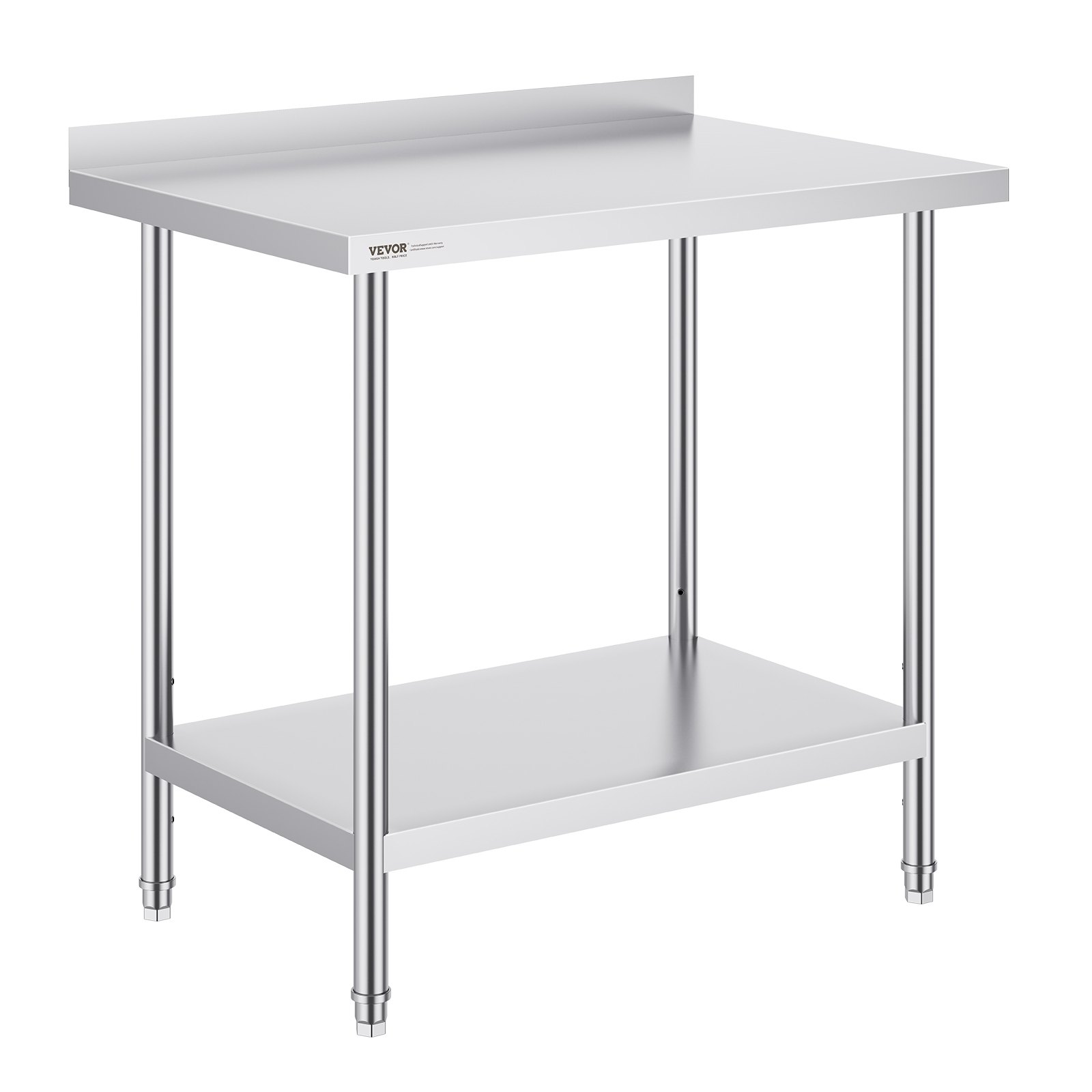 VEVOR RVS werktafel, commerciële werktafel voor voedselbereiding, robuuste metalen werktafel met verstelbare hoogte voor restaurant, thuis en hotel 610 x 914 x 914 mm