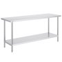 VEVOR Stainless Steel Work Prep Table Commercial Worktable Food Prep 24x72x34in