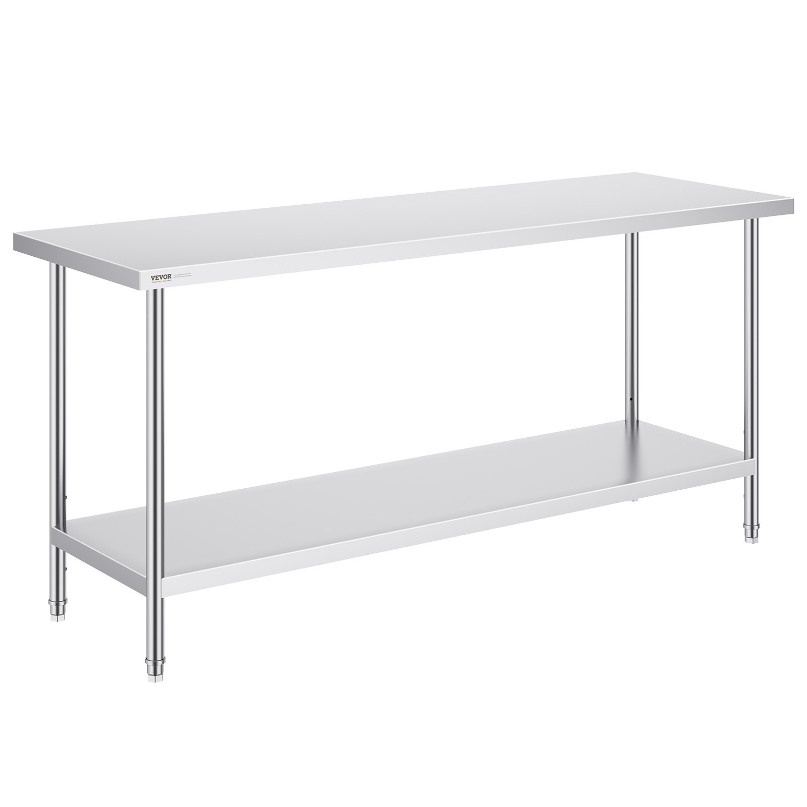 VEVOR RVS-werktafel, robuuste metalen werktafel met 3 verstelbare hoogtes, commercieel werkstation voor keuken, garage, restaurant, achtertuin 610 x 1829 x 864 mm