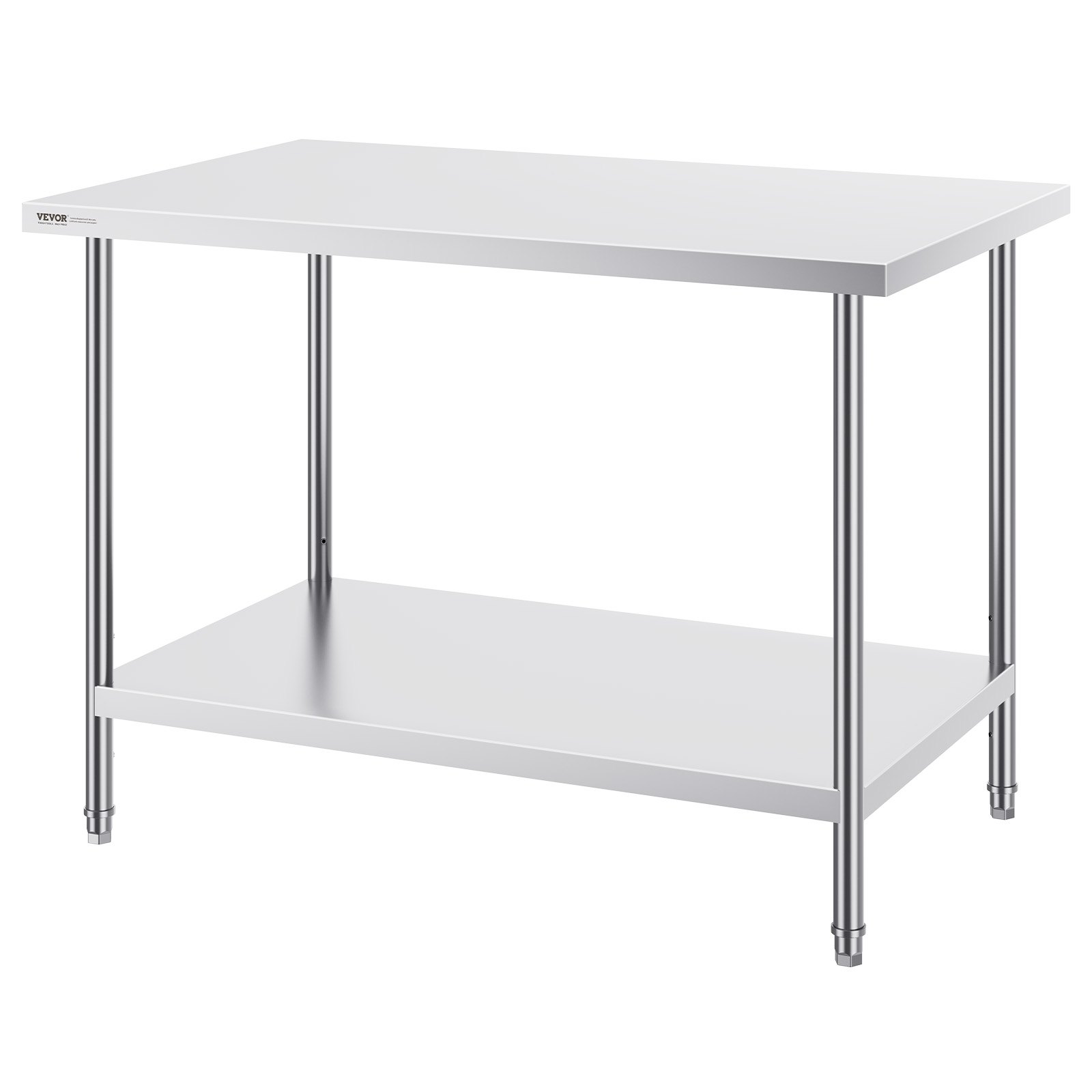 VEVOR RVS-voorbereidingstafel, metalen werktafel met 3 verstelbare hoogtes, commercieel werkstation voor keuken, garage, restaurant, achtertuin 762 x 1219 x 864 mm