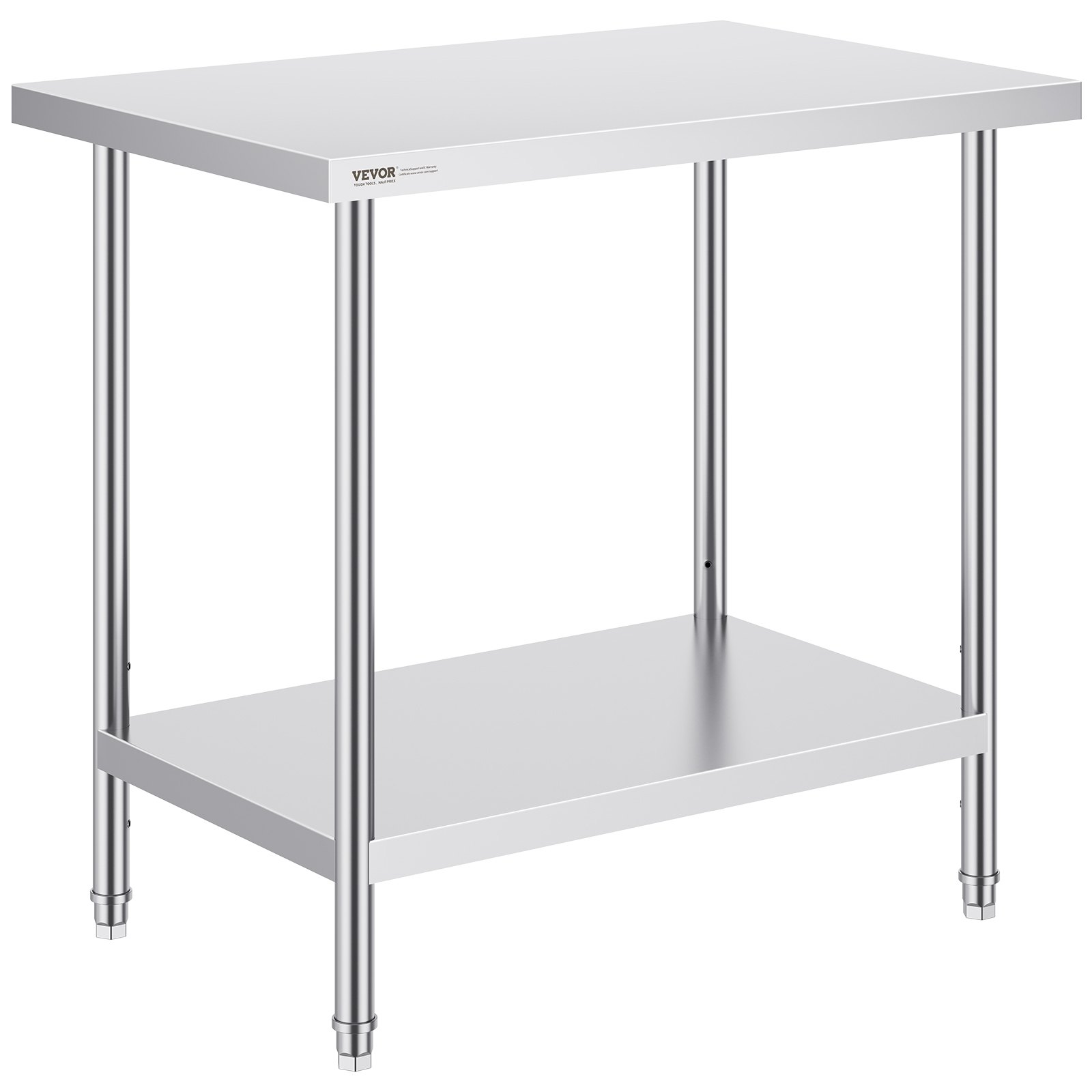 VEVOR RVS-werktafel, 61 x 91 x 86 cm, draagvermogen 340 kg, robuuste metalen werktafel met 3 verstelbare hoogtes, commercieel werkstation voor keuken, garage, restaurant, achtertuin