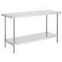 VEVOR Stainless Steel Prep Table, 24 x 60 x 34 Inch, Heavy Duty Metal Worktable with 3 Adjustable Height Levels, Commercial Workstation for Kitchen Garage Restaurant Backyard