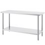 VEVOR Stainless Steel Prep Table, 24 x 60 x 34 Inch, Heavy Duty Metal Worktable with 3 Adjustable Height Levels, Commercial Workstation for Kitchen Garage Restaurant Backyard