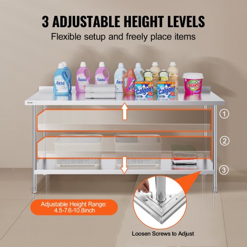 VEVOR 914 x 610 x 864 mm Werk- en Voorbereidingstafel ,Commerciële werktafel ,Het
