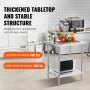 VEVOR Stainless Steel Work Prep Table Commercial Worktable Food Prep 24x30x34in