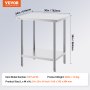 VEVOR Stainless Steel Work Prep Table Commercial Worktable Food Prep 24x30x34in