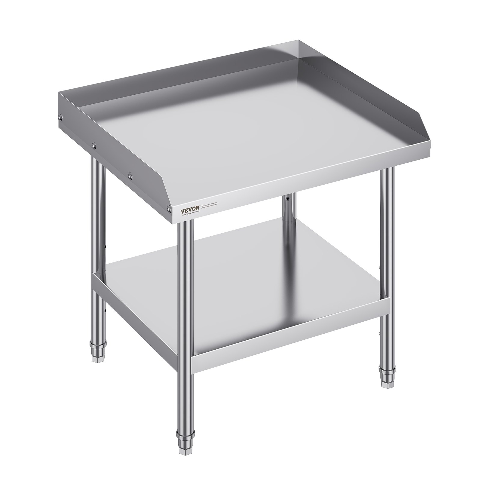 VEVOR RVS werktafel, commerciële voedselbereidingstafel, 610 x 711 x 660 mm spatscherm aan drie zijden, robuuste voorbereidingstafel met verstelbare hoogte
