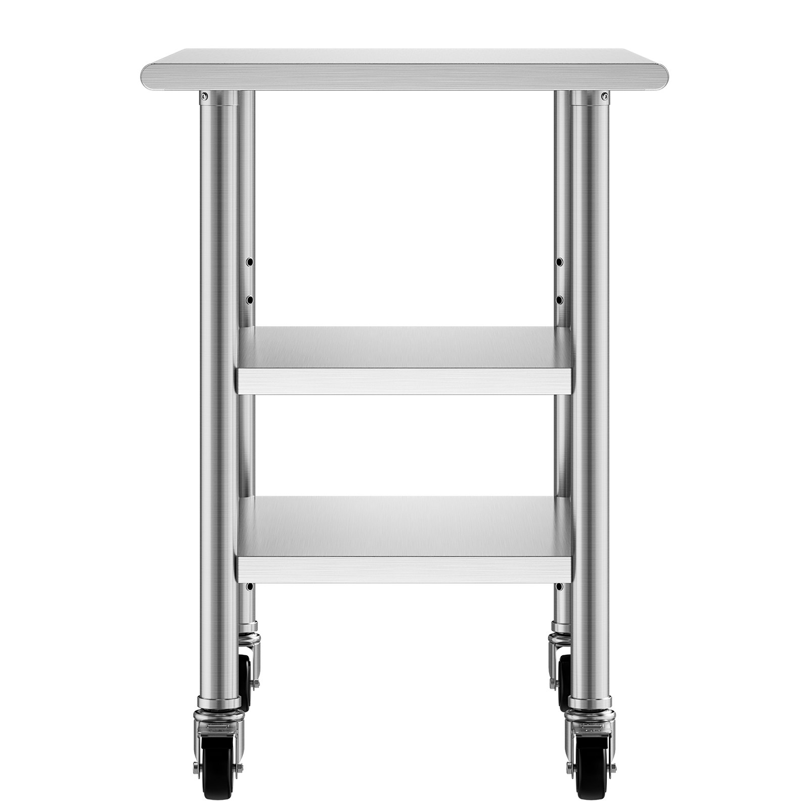 VEVOR Gasto werktafel 915 x 610 x 864 mm, roestvrijstalen tafel met 3 niveaus, wielen en in hoogte verstelbare schappen. Draagvermogen: blad 227 kg en 2 onderste schappen 191 kg elk. Voorbereidingstafel voor restaurants.