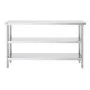 VEVOR Stainless Steel Food Prep Table, 14 x 60 x 34 Inch Commercial Kitchen Worktable, with 2 Adjustable Undershelf, Heavy Duty Prep Table Metal Work Table for BBQ, Kitchen, Home, and Garage