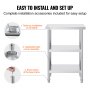VEVOR Stainless Steel Food Prep Table, 14 x 24 x 34 Inch Commercial Kitchen Worktable, with 2 Adjustable Undershelf, Heavy Duty Prep Table Metal Work Table for BBQ, Kitchen, Home, and Garage