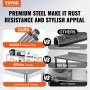 VEVOR Double Overshelf, Double Tier Stainless Steel Overshelf, 12 x 60 Inch Double Deck Overshelf, Height Adjustable Overshelf Prep Work Table for Kitchen, Restaurant and Workshop