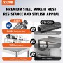 VEVOR double overshelf comparison of sus201 stainless steel vs galvanized steel, 700 lbs vs 660 lbs capacity.