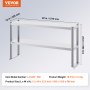 VEVOR Double Overshelf Stainless Steel Overshelf 2-Tier 12"x48" for Prep Table