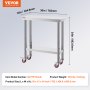 VEVOR Werktafel 30" x 12" x 34" RVS Catering Werktafel 100 kg Laadvermogen Voedselbereidingstafel Commerciële Werktafel voor Keuken Bar Restaurantar 4 Verstelbare Voeten
