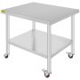 VEVOR Werktafel Keukentafel Roestvrij Stalen Werktafel 91 x 76 x 86 cm Zilver