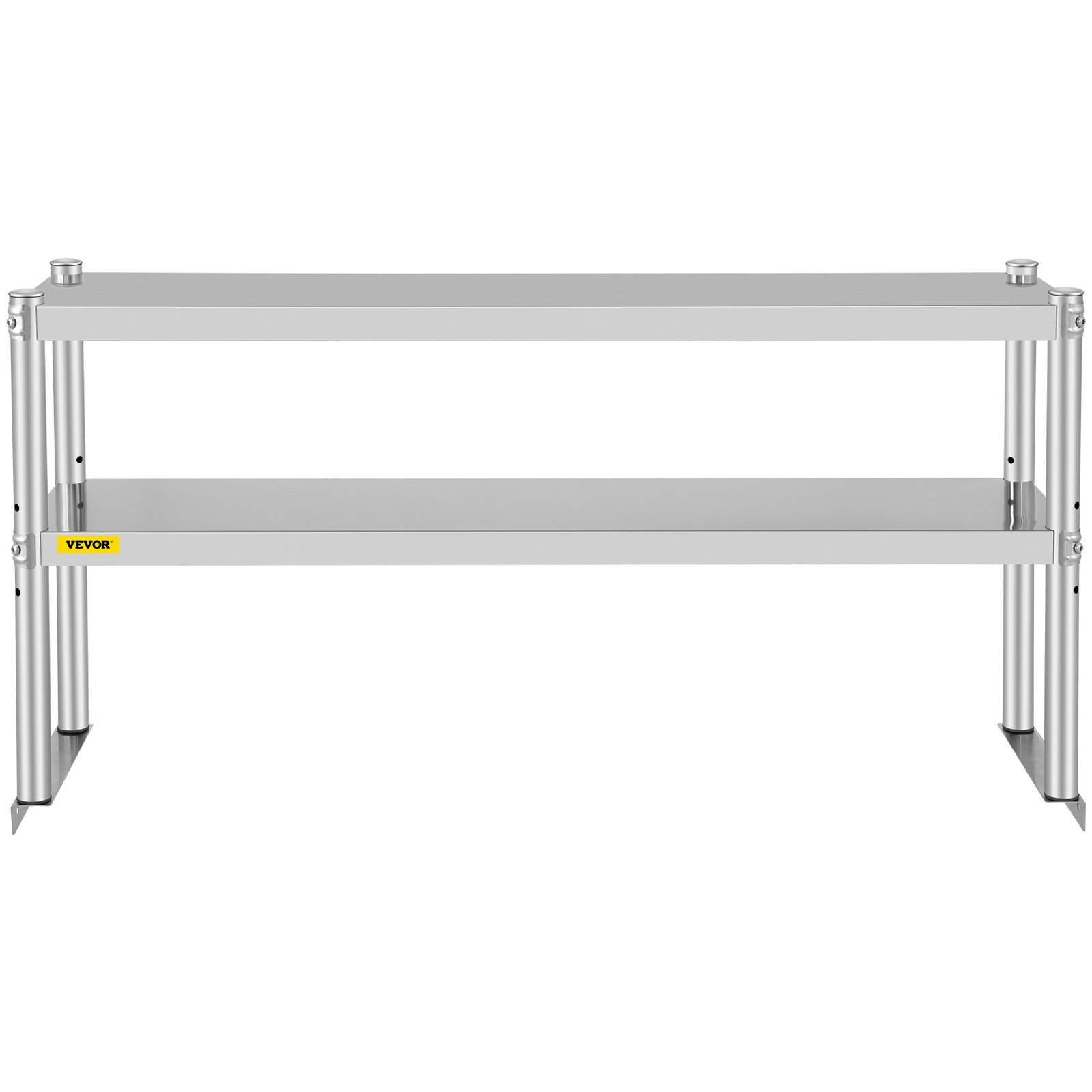VEVOR Double Overhead Shelf, Double-Tier Stainless Steel Overhead Shelf, 122 x 30 x 60 cm Garage Shelving, 80 + 80 kg Load Capacity, Height-Adjustable Overhead Shelf for Preparation and Work Tables in Kitchen