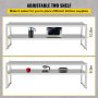 VEVOR Double Overshelf, Double Tier Stainless Steel Overshelf, 72 in Length x 12 in Width Double Deck Overshelf, Height Adjustable Overshelf for Prep & Work Table in Kitchen, Restaurant and Workshop