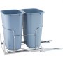 VEVOR Uittrekbare afvalverzamelaar, 35L x 2 dubbele bakken, onderbouw-afvalbak voor in de keuken met schuifdeur- en deurmontagekit, laadvermogen 50 kg, uitschuifbare afvalbak voor keukenkast, gootsteen, enz.