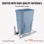 VEVOR Extendable Waste Collector, 35 L Container, Under-Mounted Kitchen Waste Bin with Slider, 50 kg Load Capacity, PP+ Iron Built-in Trash Can, Multifunctional Trash Can for Kitchen Cupboard, etc.