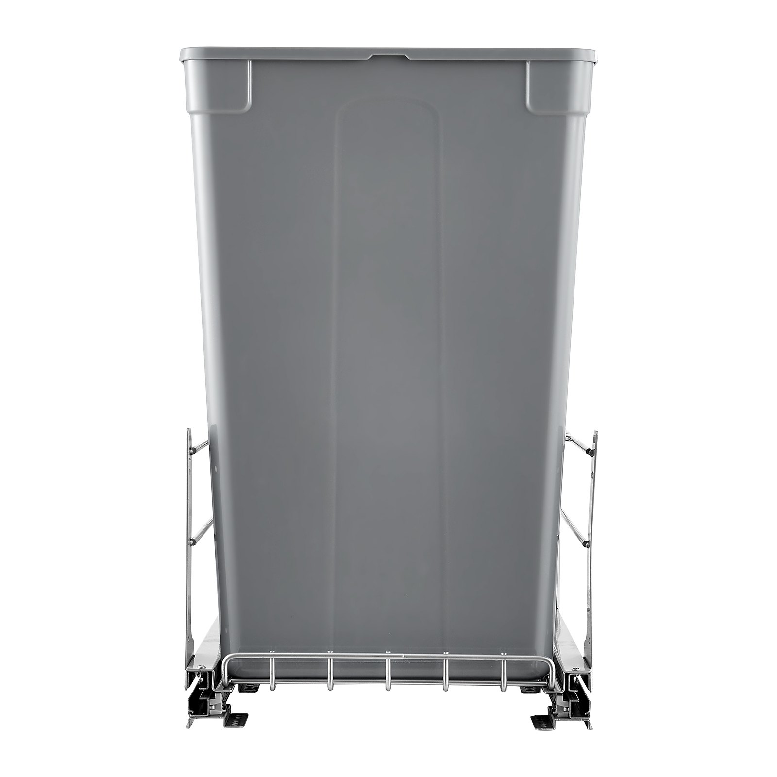 VEVOR Uitschuifbare Afvalbak (50 Qt x2), Dubbele Afvalbak voor Onder het Aanrecht, Prullenbak met Deur en Soft-Close Schuifmechanisme, voor Keukenkastjes, Spoelbak en Onder Het Aanrecht (Grijs)