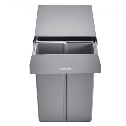 Recyclingcontainer voor keukenmeubels, 2 x 8 l, onderste bevestiging en handmatige verwijdering, uitneembare emmer, met deksel