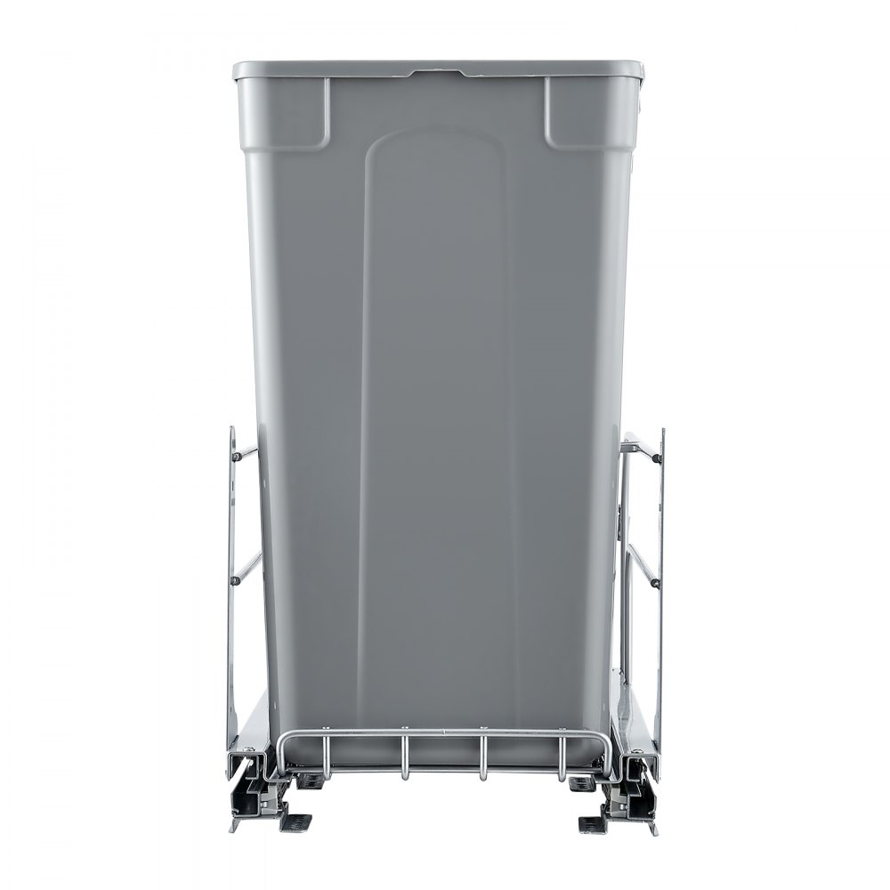 VEVOR Uittrekbare prullenbak (27 qt x 2), dubbele onderbouw-prullenbak voor in de keuken, vuilnisbak met deurset en soft-close schuif, voor keukenkastjes, spoelbak onder het aanrecht (grijs)