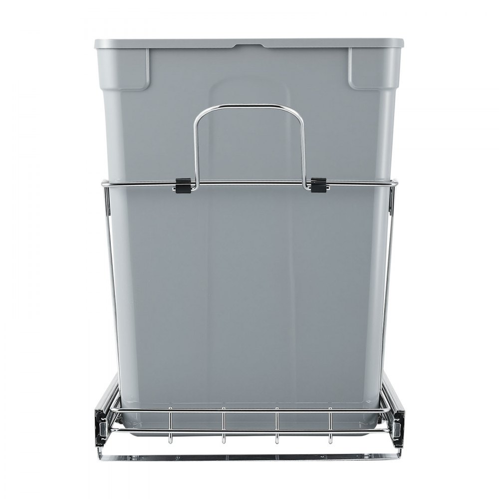 VEVOR Uittrekbare prullenbak (35 Qt + 35 Qt) voor keukenkastjes, dubbele prullenbak onder de gootsteen, afvalcontainer voor onder de gootsteen, met robuust metalen schuifsysteem met volledige uittrekfunctie en handgreep