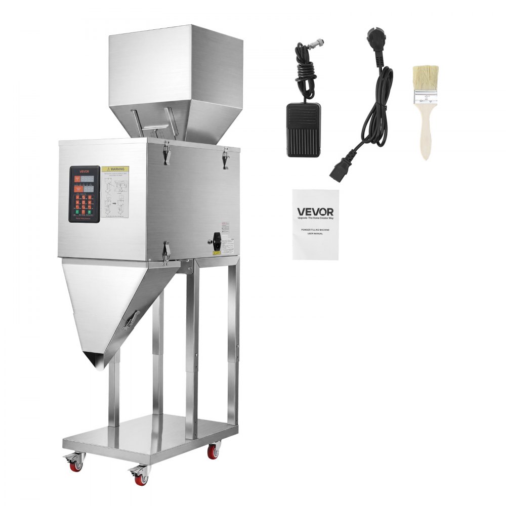 VEVOR Poederdoseermachine, Deeltjesdispenser, Automatische Weeg- en Vulmachine 20-5000g, Intelligent Wegen & Vullen, Roestvrijstalen Constructie, Met Voetpedaal, Ideaal voor Noten, Zaden, Thee, Koffiebonen, Granen en Specerijen