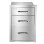 VEVOR Keukenlades voor buiten, 368x521x571 mm (bxhxd), 3 laden, roestvrij staal. Ideaal voor barbecue-eilanden, terrasbars en grillstations. Met handgreep en geïntegreerde laden voor het organiseren van kookgerei.