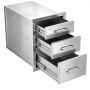 VEVOR Keukenlades voor buiten, 368x521x571 mm (bxhxd), 3 laden, roestvrij staal. Ideaal voor barbecue-eilanden, terrasbars en grillstations. Met handgreep en geïntegreerde laden voor het organiseren van kookgerei.