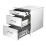 VEVOR Outdoor Kitchen Drawers, 51.8 x 52 x 44.2 cm (WxHxD), 3-Tier Access, for BBQ Island Storage, Patio Bars and Grill Station, with Handle, Built-In BBQ Island Drawers Organize Cookware Accessories