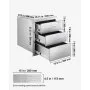 VEVOR Outdoor Kitchen Drawers 18.11"W x 23.23"D x 23.23"H, Triple-Access Stainless Steel BBQ Drawers with Handles, BBQ Island Drawer for Outdoor Kitchens or Barbeque Island Patio Grill Station