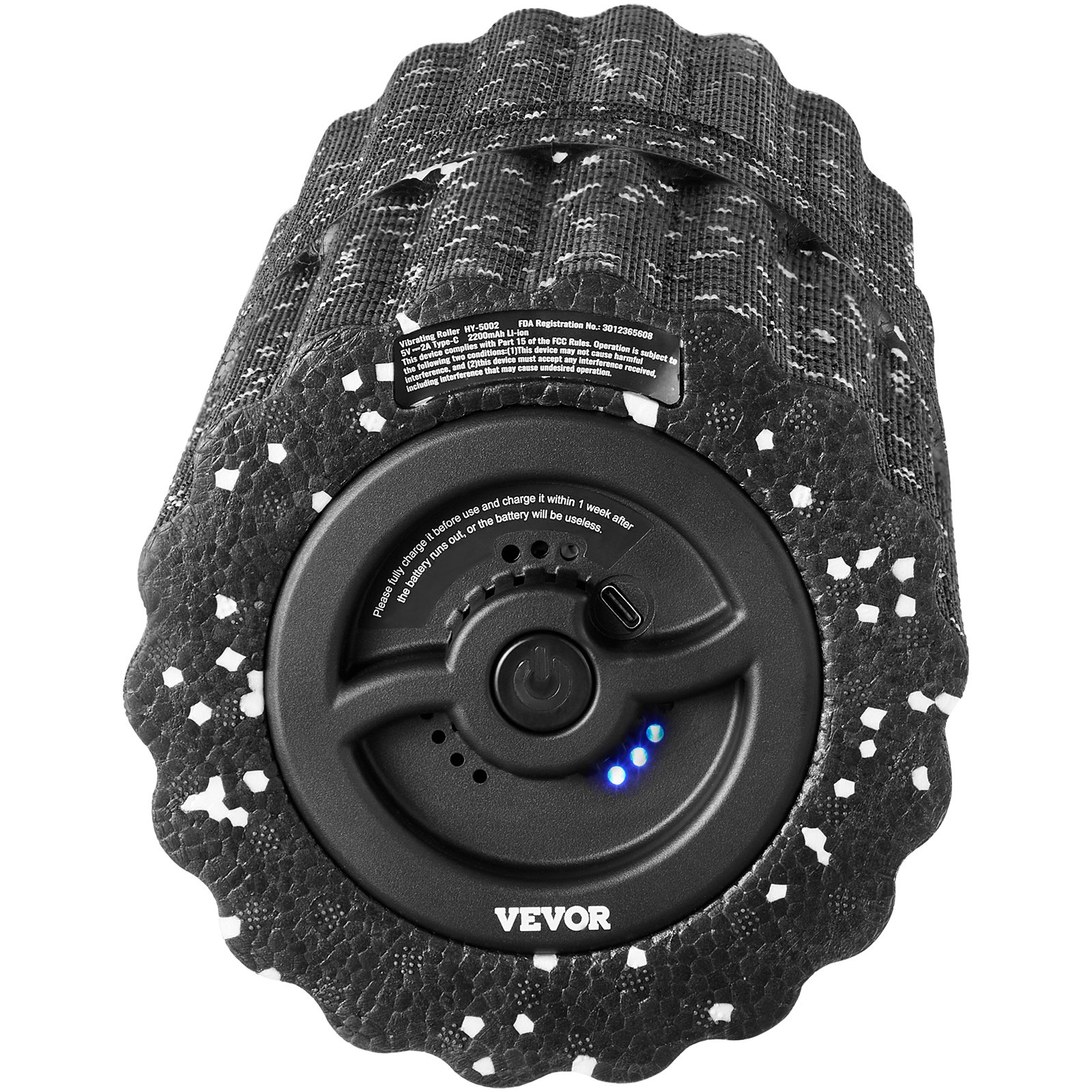 VEVOR elektrische foamroller, fitnessroller met 4 snelheden, 3D-getextureerde massageroller, EEP-fasciaroller voor diepe spierontspanning, verlichting van rugpijn, herstel na de training