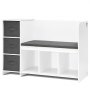 VEVOR Kids Reading Nook Bench, Toddler Bookshelf and Bookcase with Detachable Seat Cushion, 6-Cubby Storage Organizer Bench with 3 Drawers, Ideal for Playroom, Bedroom, Living Room or Entryway, White
