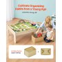 VEVOR Houten Activiteitentafel, 120 Stukken, met Opvouwbare Opbergcontainer, 3-in-1 Treinset om mee te Spelen, Schilderen, Lezen, Eten, Creatieve Speelgoedset voor Kinderen vanaf 3 Jaar