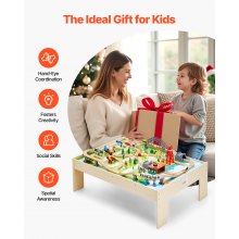 VEVOR 120-delige houten activiteitentafel voor kinderen 3-in-1 houten treinset