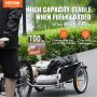 VEVOR bike cargo trailer with high load capacity of 100 lbs, fits 22-28 inch wheels, loaded with bags.