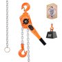 VEVOR Manual Lever Chain Hoist, 3T 3000KG Capacity Heavy Duty Come Along, 3M Lift G80 Alloy Steel Chain With Dual Pawl Mechanical Brake, 360° Rotating Hooks, for Warehouse Construction Garage