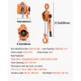 VEVOR Hendeltakel, 3 ton capaciteit, handkettingtakel, 6 m slag, hijstakel met G80 gelegeerd stalen ketting en mechanische dubbele palrem, 360° draaibare haken, rateltakel voor magazijn, bouw en garage.