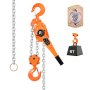 VEVOR Manual Lever Chain Hoist, 6T 6000KG Capacity Heavy Duty Come Along, 3M Lift G80 Alloy Steel Chain With Dual Pawl Mechanical Brake, 360° Rotating Hooks, for Warehouse Construction Garage