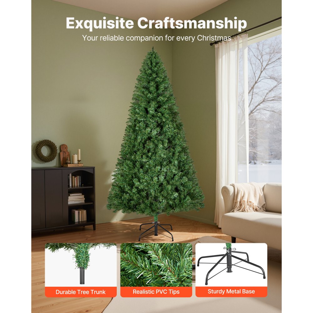 VEVOR Kunstkerstboom, 1,8 m, PVC kerstboom, levensecht, met 1250 takpunten en stevige metalen standaard voor thuis, feest en kantoordecoratie