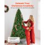 VEVOR Christmas Tree, 6ft (1.8m) Artificial Xmas Tree, Full Holiday Decor Trees with 1250 Branch Tips & Sturdy Metal Base for Home Party Office Decoration