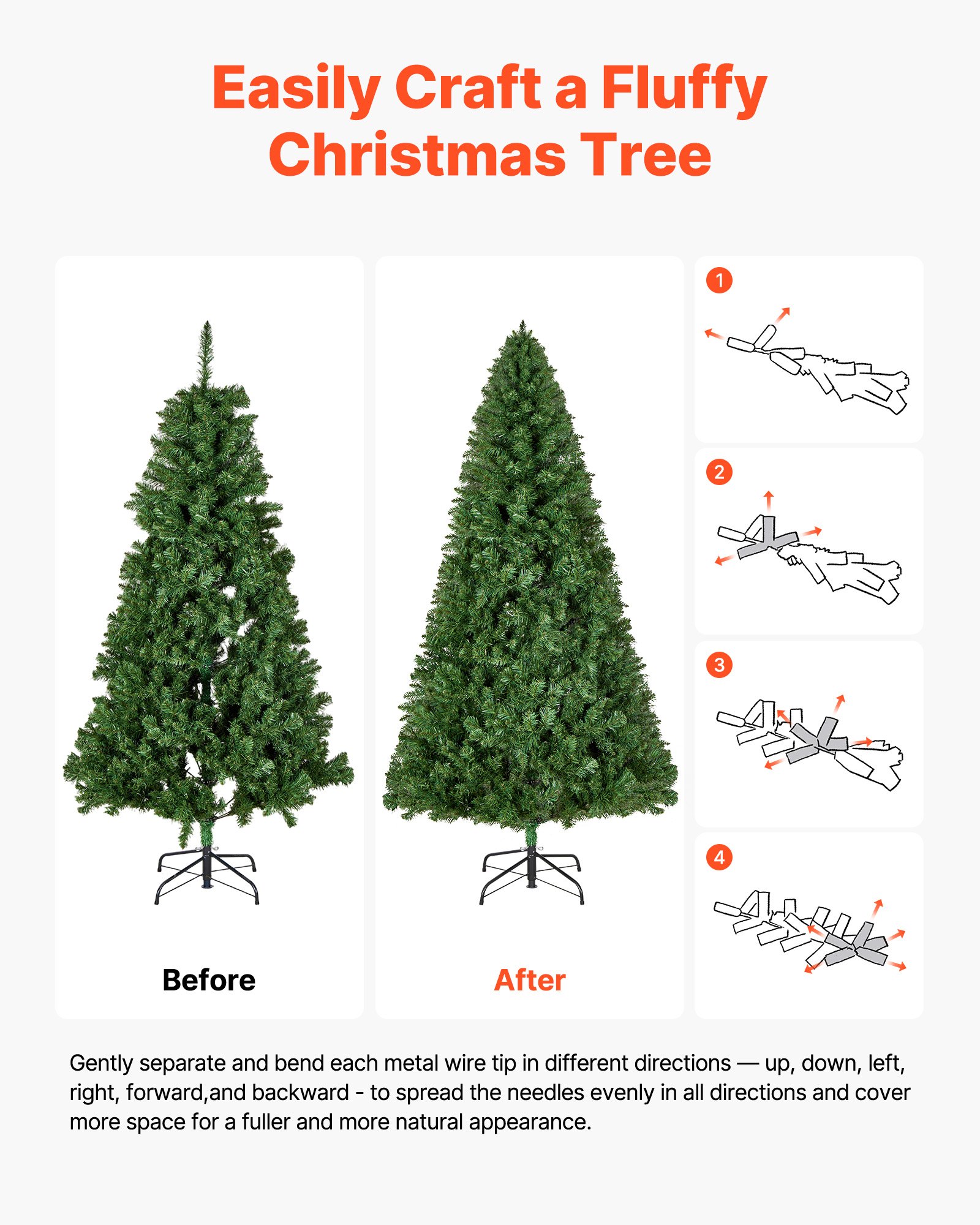 VEVOR Kunstkerstboom, 1,8 m, PVC kerstboom, levensecht, met 1250 takpunten en stevige metalen standaard voor thuis, feest en kantoordecoratie