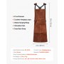 VEVOR Koeienleren lasschort, vlamvertragend beschermend schort, hittebestendig leren schort met 6 gereedschapszakken, werkschort voor houtbewerking, tuinieren, barbecue, 610x914mm