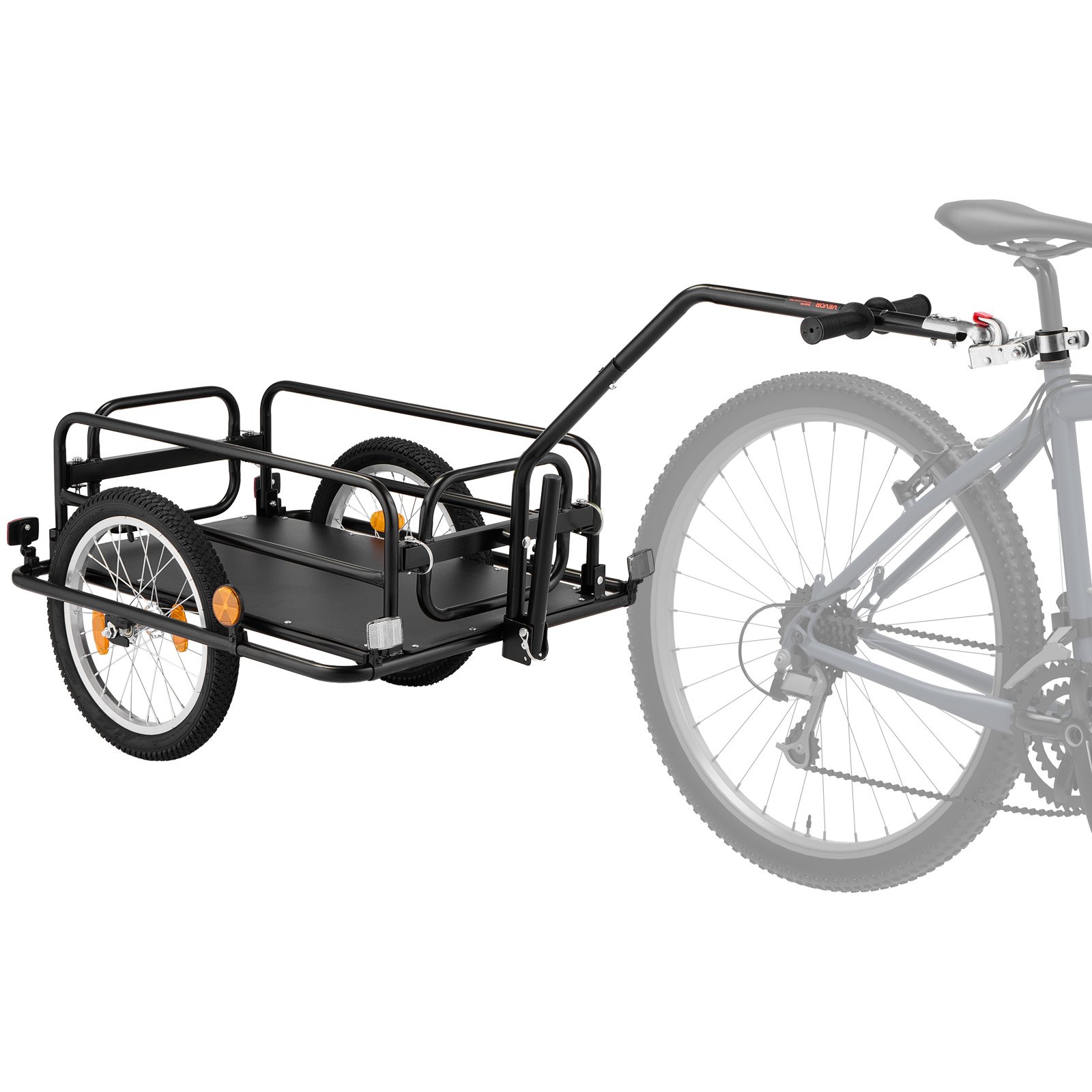 VEVOR Fietsaanhanger/vrachtwagen 2-in-1 handkar met koppeling 40 kg, koolstofstaal en 600D Oxford, met dissel, reflectoren, opvouwbaar ontwerp, voor wielen van 22-28 inch, fietskar voor transport