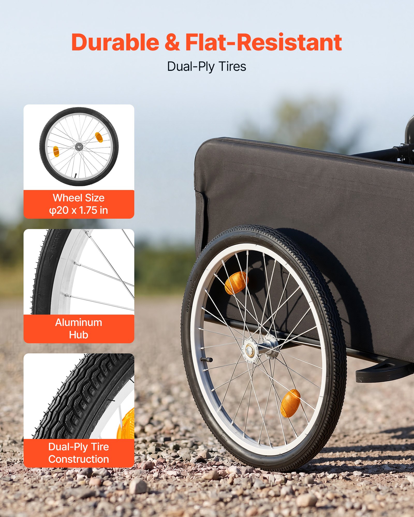 VEVOR Fietsaanhanger, opvouwbare transportaanhanger 59 kg, koolstofstaal en 600D Oxford, met regenhoes, dissel en 4 reflectoren, voor wielen van 22-28 inch, fietskar voor transport