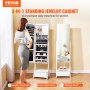 VEVOR Mirror Jewelry Cabinet Standing Mirror with Storage Full Length White