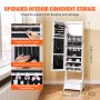 VEVOR Mirror Jewelry Cabinet Standing Mirror with Storage Full Length White