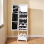 VEVOR Mirror Jewelry Cabinet, Standing Mirror with Storage, Lockable Jewelry Mirror Organizer with Full Length Mirror, Velvet Lining, Interior LED Light, Drawer, Freestanding Jewelry Armoire, White